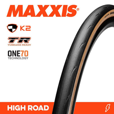 Maxxis Tyre High Road 700 X 25C Hypr K2 One70 TR Tanwall Carbon Fold 170TPI